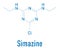 Simazine herbicide molecule. Skeletal formula. Chemical structure
