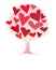 Simbolic love tree made of pink and red hearts different sizes