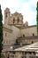 The simborio dome, Gothic tower and bell tower of the Poblet monastery cat. Reial Monestir de Santa