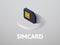 Simcard isometric icon, isolated on color background