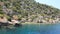 Simena - flooded ancient Lycian city.Kekova island.Ruins of antique architecture