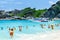 Similan Island,Thailand, 9 March 2019, tourists are enjoying a sunbath,Blue sky, crystal cleared water, white sand