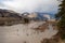 Similkameen Valley, BC, Canada - November 16, 2021: The Similkameen River overflowing in the valley damaging buildings