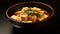 a simmered dish of Manganji togarashi and fried tofu, representing home cooking in Japan, culinary essence with in a