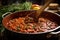 simmering bolognese sauce with a wooden spoon stirring