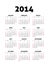 Simple 2014 Calendar