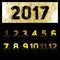 Simple 2017 Calendar with gold color, brush lines, 2017 calenda