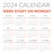 Simple 2024 year calendar