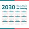 Simple 2030 year calendar