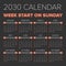 Simple 2030 year calendar