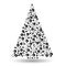 Simple abstract chrismas tree of circles. Black and white abstract fir tree. Black illustration