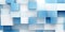 Simple abstract geometric background, blue and white cubes blocks mosaic,