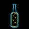 A simple abstract neon bright glowing glowing blue icon, a signboard for a bar from a half-liter beer bottle with craft beer