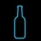 A simple abstract neon bright glowing glowing blue icon, a signboard for a bar from a half-liter beer bottle with craft beer