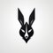 Simple Abstract Rabbit Illustration: Minimalist Black And White Tattoo