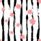 Simple abstract seamless brush pattern with pink sakura flowers on dry brush steams