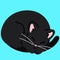 Simple and adorable black cat sleeping flat colored