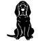 Simple and adorable Bloodhound dog illustration Sitting in front view silhouette