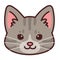 Simple and adorable Gray Tabby cat face outlined