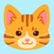 Simple and adorable Orange Tabby cat face flat colored