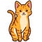 Simple and adorable Orange Tabby cat sitting in front view outlined