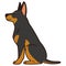 Simple and adorable outlined illustration of Doberman Pinscher sitting in side view