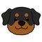 Simple and adorable Rottweiler dog illustration front face