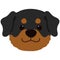 Simple and adorable Rottweiler dog illustration front face flat colored