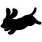 Simple and adorable silhouette of Basset Hound jumping