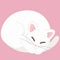 Simple and adorable white cat sleeping flat colored