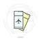 Simple airplane tickets icon - two overlapping tickets