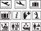 Simple airport 2d icons vector set. Universal airport icons to use for information , airline , departure , arrival , flight , gate
