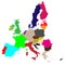 Simple all european union color countries in one map eps10