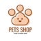simple animal footprints logo. lineal color style vector. logo for pet shop