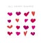 Simple assorted valentine hearts. basic love motif