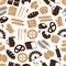 Simple bakery items icons seamless color pattern eps10