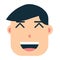 simple bald flat cartoon face avatar vector
