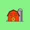 Simple barn vector illustration isolated on green background