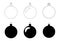 Simple Bauble silhouette set for christmas tree on whit