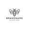 Simple bee logo vector line outline icon in trendy hipster vintage classic style illustration