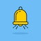 Simple bell vector illustration isolated on blue background