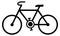 Simple bicycle icon. Black lines bike drawing on white background.