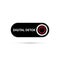 Simple black digital detox switch icon. Sticker of stop digital detox. Turn on or turn off icon. Button icon on red circle