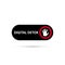 Simple black digital detox switch icon. Sticker of stop digital detox. Turn on or turn off icon. Palm icon on red circle