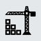 Simple black flat vector tower crane icon