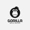 Simple Black Gorilla Head in Circle Shape Logo Design Template