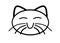 A simple black outlined shape of the face of a happy smiling cat