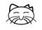 A simple black outlined shape of the face of a happy smiling neutered cat