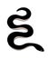 Simple black silhouette of a crawling snake. Boho tattoo, mystical icon for a witch, a symbol of wisdom and deceit. Vector