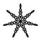 Simple black snowflake icon, vector flat single black color shape isolated on white. Christmas sigh